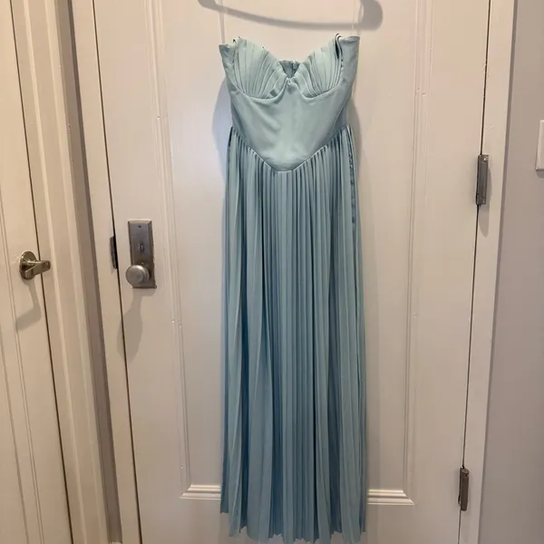 HOUSE OF CB 'Marcella' Ocean Blue Pleated Maxi Dress - Image 5
