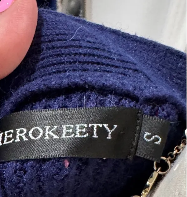 MEROKEETY Classic Navy Ribbed V-Neck Cardigan - Image 7
