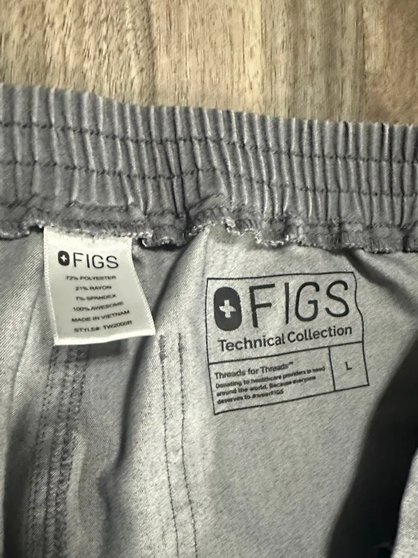 Figs Heather Gray Track Pants with Teal Drawstring - Image 2