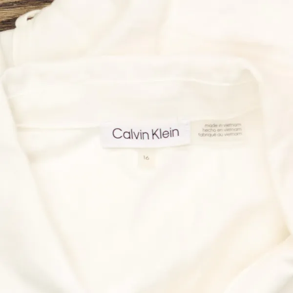 Calvin Klein Womens Sleeveless Button Up Shirt Dress M4CB8908 Soft White 16 - Image 4