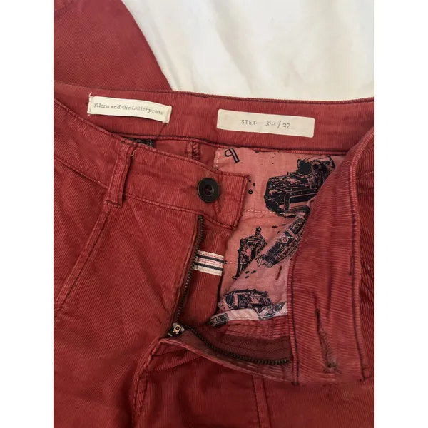 Pilcro Letterpress STET Corduroy Pants 27 Rust Red Straight Leg Anthropologie - Image 8