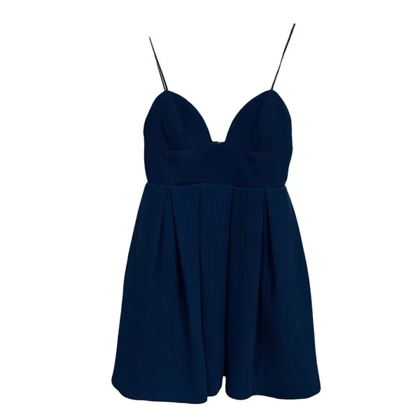 Rubber Ducky L Romper Teal Blue Sweetheart Neck Pleated Tulle Lining Made in USA - Image 2