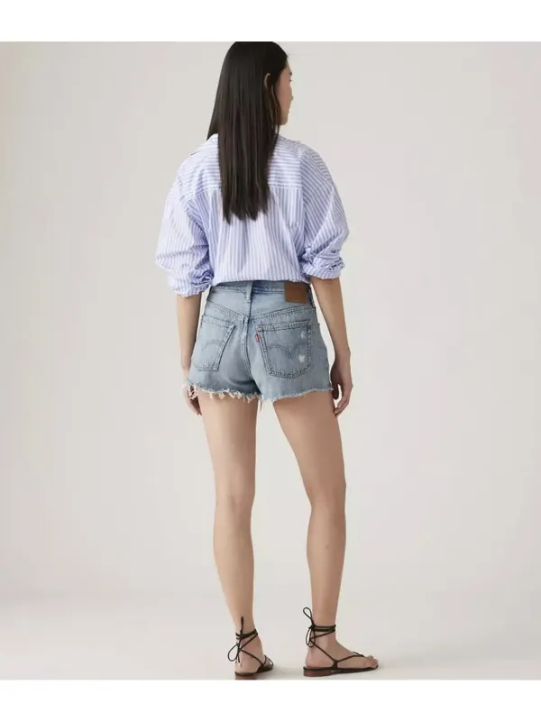 Levi's 25 Premium 501 Original Fit High Rise Women's Denim Shorts Vague Finish - Image 3