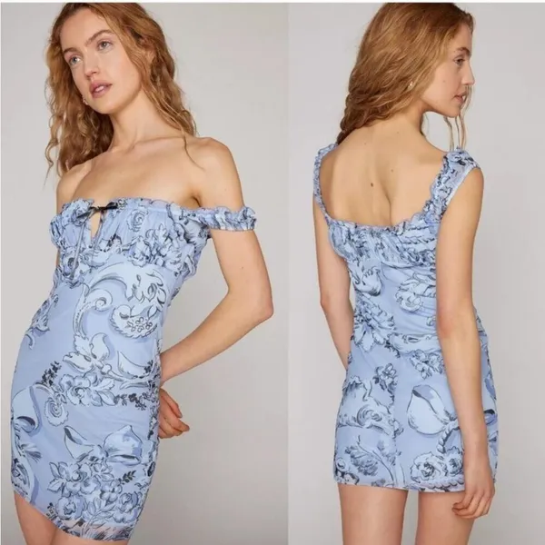 NWT Urban Outfitters Kimchi Blue Bianca Mesh Mini Dress Women's XS Blue Coquette - Image 8