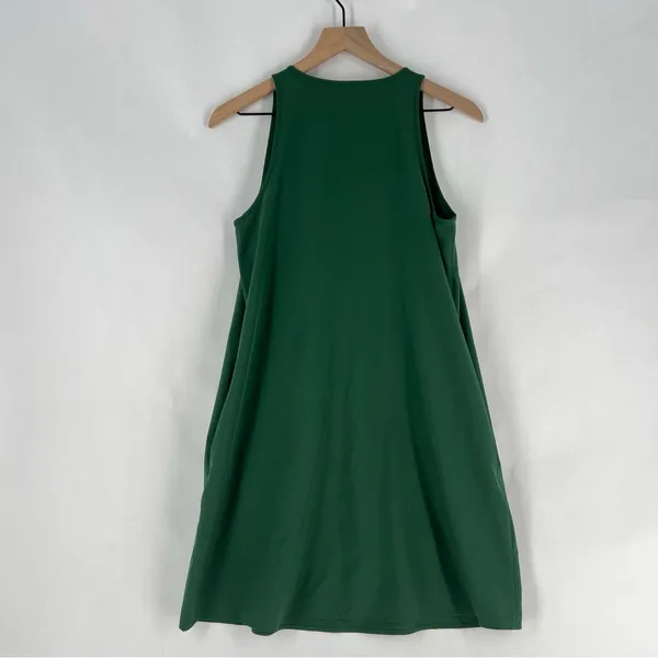 Lou & Grey Stretch‎ Woven Forest Green Sleeveless Zip Neck Mini Dress Size S - Image 8