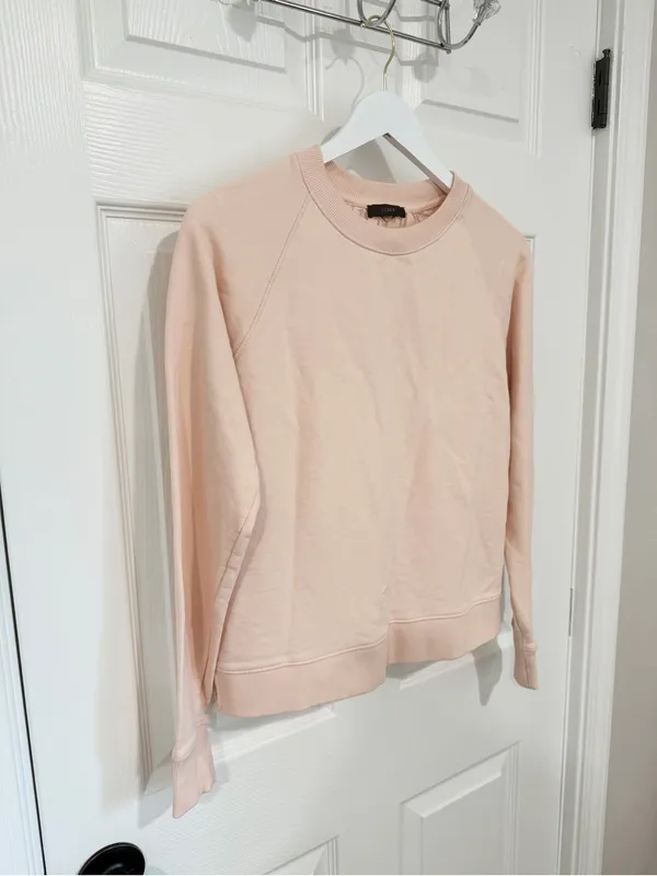J.Crew Pink Eyelet Lace Back Sweatshirt Top Small Cottagecore Feminine - Image 6