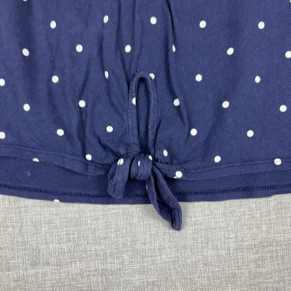 Old Navy Tank Top Womens XXL Blue Scoop Neck Sleeveless Polka Dot Tie Front - Image 2