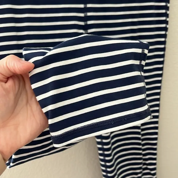Athleta Navy White Stripe Crop Leggings | Size Medium - Image 2