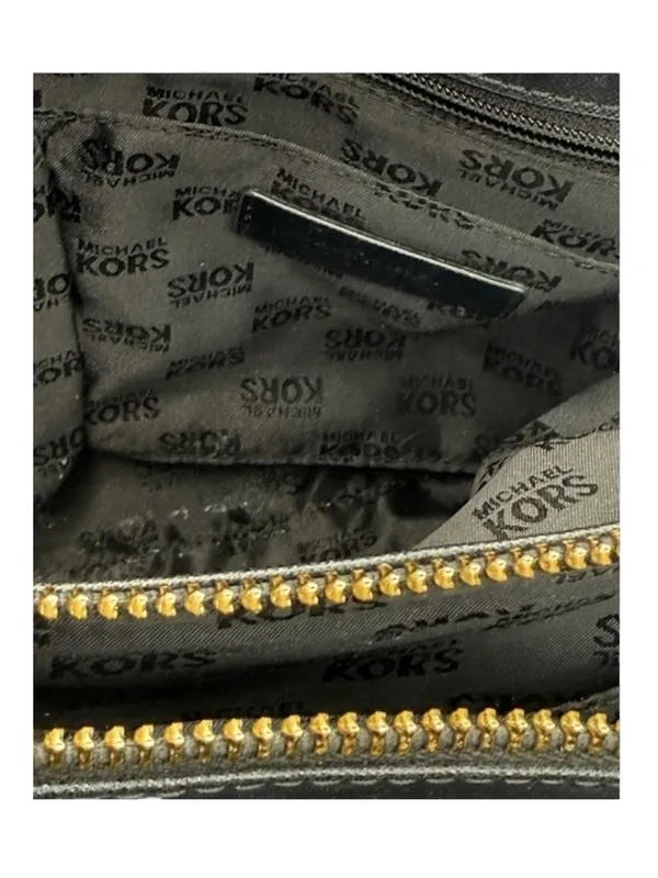 Michael Kors ✿ Florence Medium Saffiano Leather Satchel Handbag ✿ Black Gold MK - Image 10
