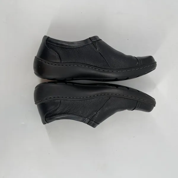 Clarks Womens Black Leather Side‎ Zip Comfort Slip On Shoes - Image 7