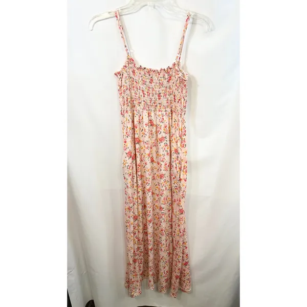 Culture Code Medium Maxi Dress‎ Pink Floral Smocked Cottagecore Feminine 1264 - Image 2