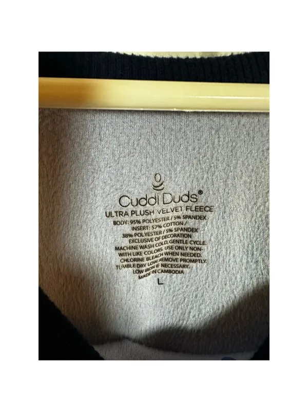 Cuddl Duds Pajamas Set L Blue Yellow Ultra Plush Velvet Fleece - Image 6