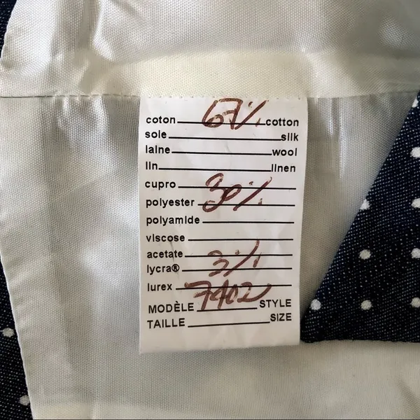 Vintage Christian Chenail Navy Polkadot Dress Size 8 - Image 6