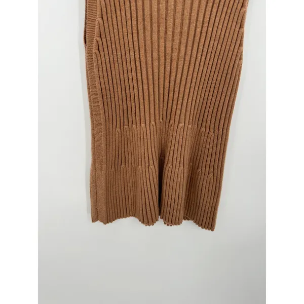Moth Anthropologie Women Medium‎ Tan Brown Ribbed High Neck Sleeveless Sweater - Image 3