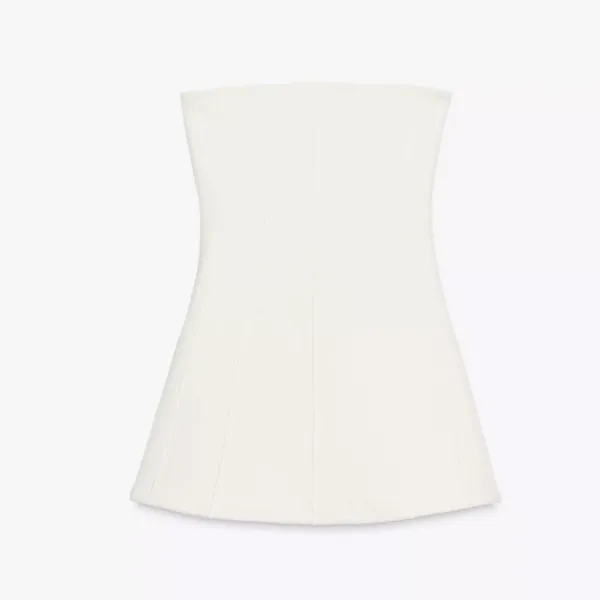 Zara NWT white thick structured cinched waist flare hem mini dress - Image 8