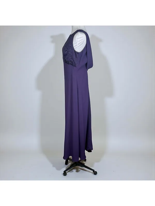 Rhapsody Purple Sleeveless Formal Gown with Beaded Bodice – Size M - Image 8
