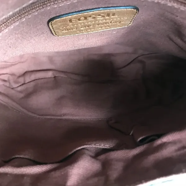 FOSSIL VTG Carson Turn-Lock Leather Crossbody Bag Brown Retro Y2K Timeless - Image 8