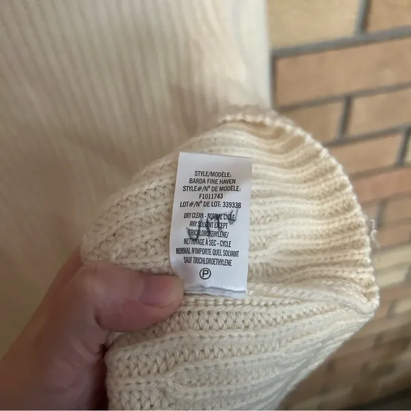 Theory Barda Fine Haven Wool/Cashmere Blend Knit Sweater Cream Size Small - Image 4