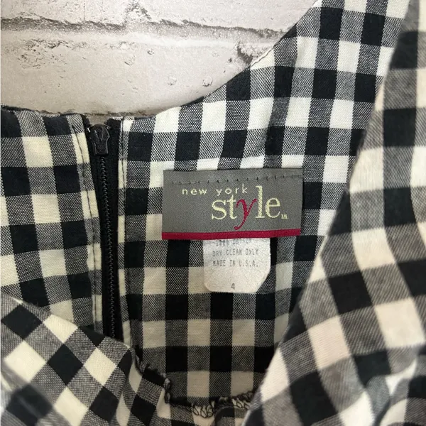 Vintage Black and White Gingham Sheath Mini Dress - Image 3