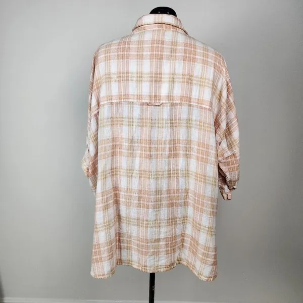 American Eagle Linen Blend Oversized Plaid Shirt - Image 3