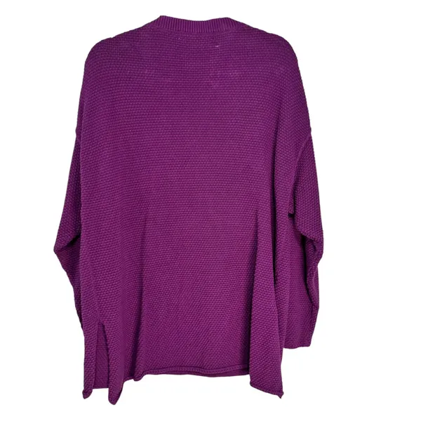 FP Beach Free People Purple Cotton‎ Waffle Knit Henley Sweater Medium 6012 - Image 6