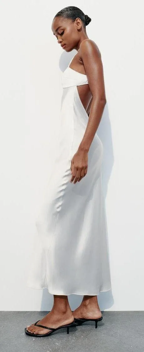 ZARA dress maxi white lingerie inspired satin effect wedding party - Image 6