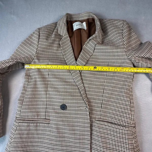 Stradivarius Brown Houndstooth Double Breasted Blazer Jacket Womens Size Medium - Image 7