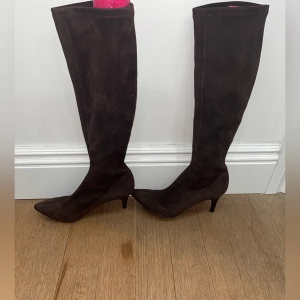Brown Faux suede leather sock boots size 8 1/2 - Image 12