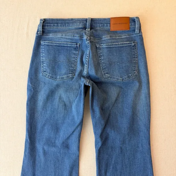 Lucky Brand Sweet Mid Rise Flare Jeans Womens 10/30R Blue Boho Raw Hem Denim - Image 11