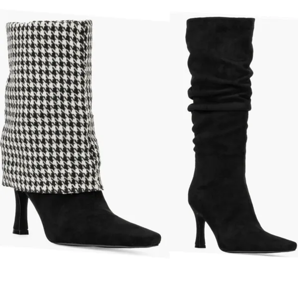 NEW NEW YORK & COMPANY Kalissa Tall Convertible Stiletto Boot Houndstooth 7 - Image 2
