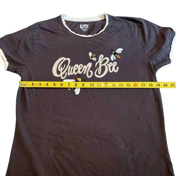 Lazy One Pajama Set Women‎ Size M Gray Queen Bee Graphic Floral Cotton Sleepwear - Image 10