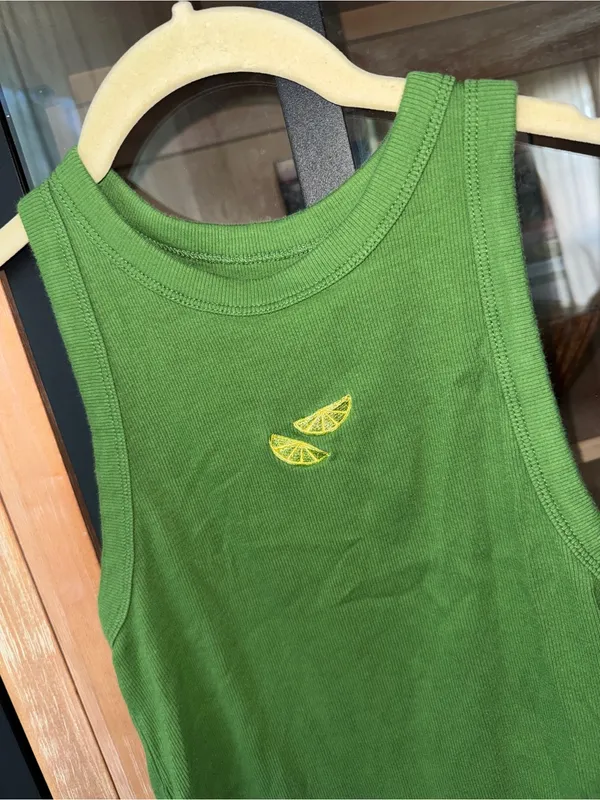 Embroidered limes tank top embroidered high neck a new day target ribbed knit - Image 3