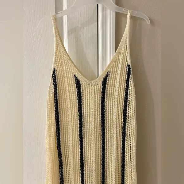 NWT Women's Open Work Maxi Sundress - A New Day Cream/Black Striped - Image 7