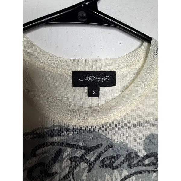 Ed Hardy Mesh Baby Tee Womens Size Small - Image 2
