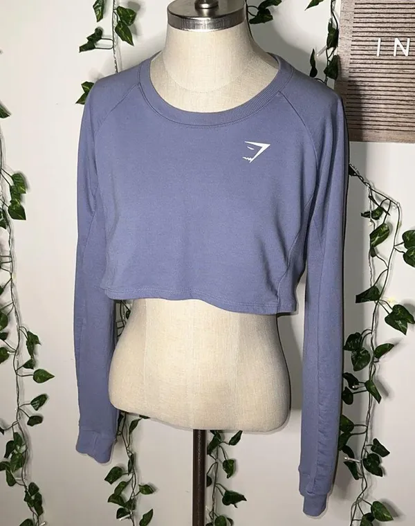 Gymshark Longsleeve Periwinkle Cropped Top - Image 2
