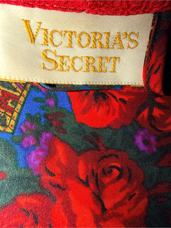 Vintage Victoria's Secret Kimono Robe Gold Label Red Floral 90s Lingerie - Image 8