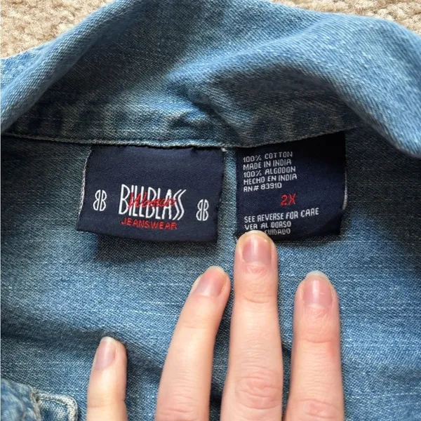 Vintage Bill Blass 90s Chore Denim Jacket Women’s 2X Oversized Workwear Utility - Image 3