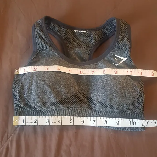Gymshark Womens Sports Bra Activewear Sz XS Crop Top Logo Workout Gray Stretch - Image 8