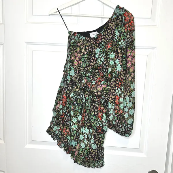 Skylar + Madison One‎ Shoulder Floral Mini Dress Small - Image 2