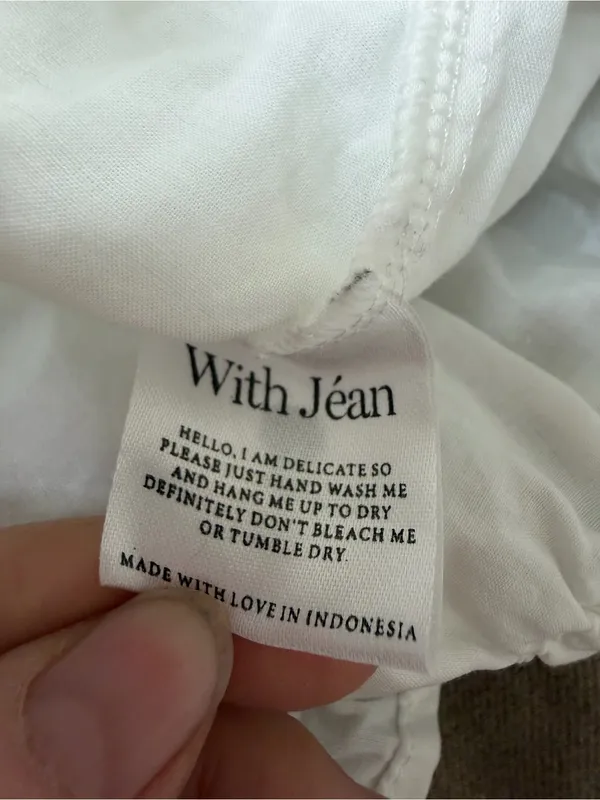 With Jean Fonda Top Long Sleeve Smocked Blouse White Small $219 - Image 15
