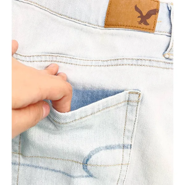 American Eagle Womens 4‎ Denim Mini Skirt Light Wash Distressed Hem Button Fly - Image 8