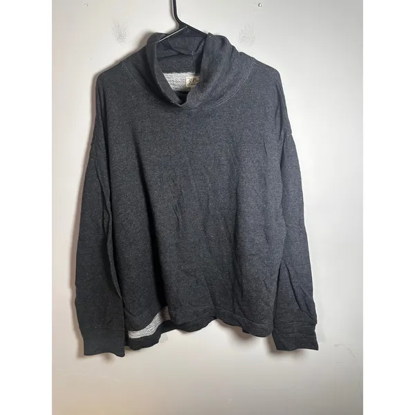 J.Crew Vintage Cotton Terry Turtleneck Sweatshirt Charcoal Gray‎ AS079 L - Image 2