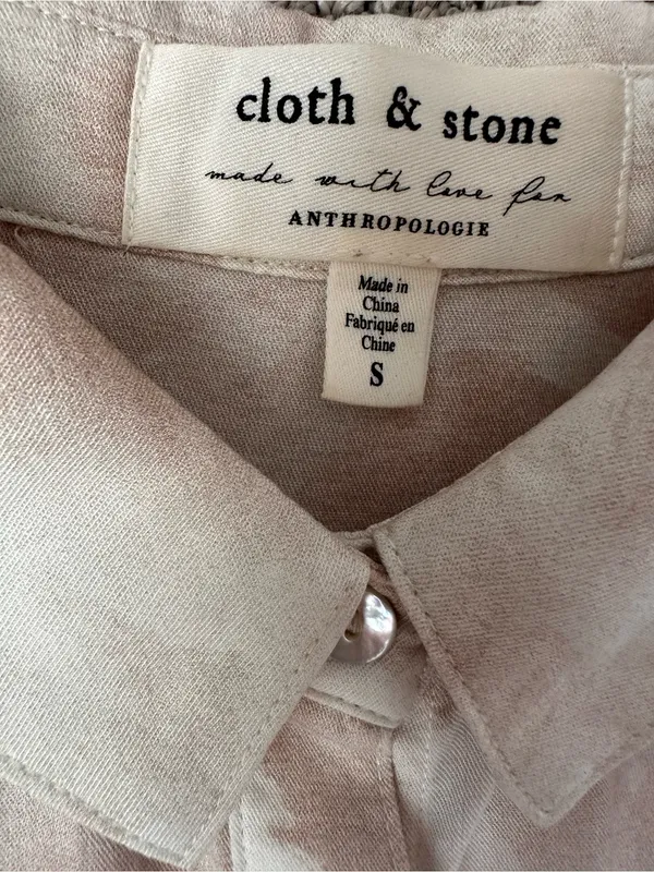 Cloth & Stone Anthropologie Blush Abstract Tencel Button Front Shirt Size S - Image 5