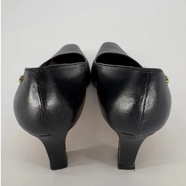 Vintage Etienne Aigner Pumps Womens 8.5 Black Leather Smart Kitten‎ Heel Spain - Image 5