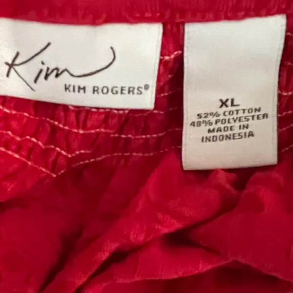 Kim Roger’s Short Sleeve Floral Print Top Blouse Red Size XL - Image 8