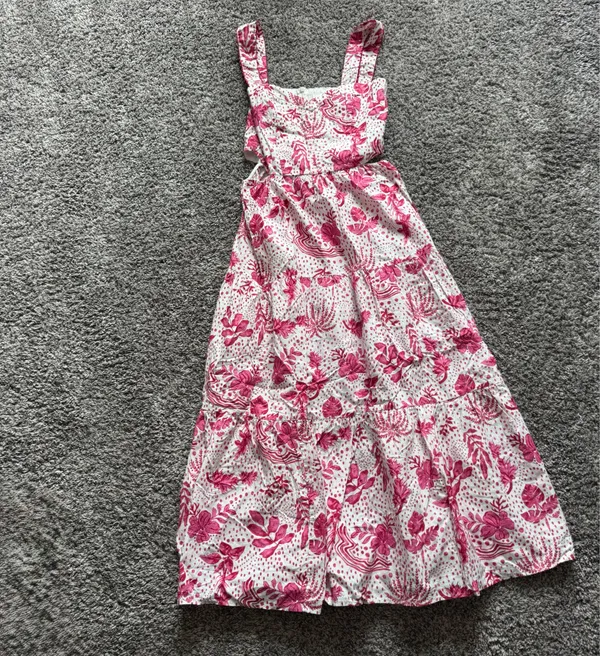 Zara White Midi Dress with Pink Floral Print - Image 3