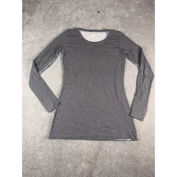 lululemon gray/white long sleeve layered shirt 6 thumb holes - Image 2