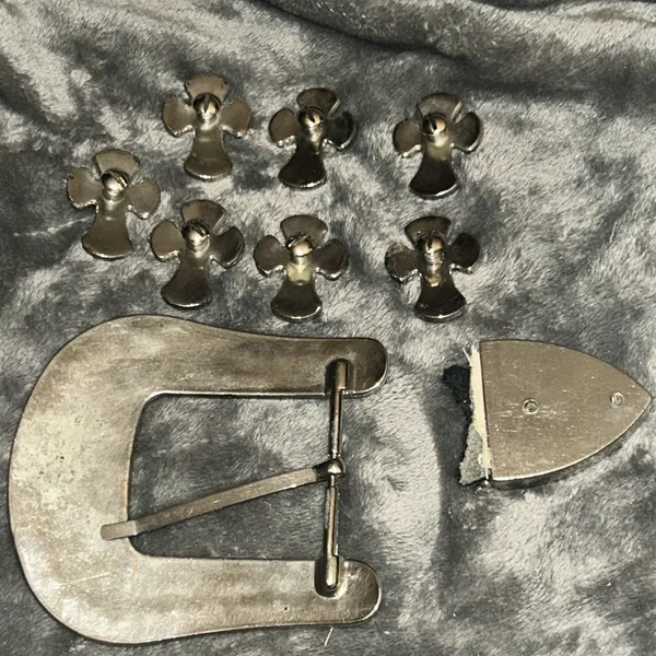 Rhinestone Western Belt Buckle Set Crosses Arrowhead Silver Tone‎ Bling Rodeo - Image 5