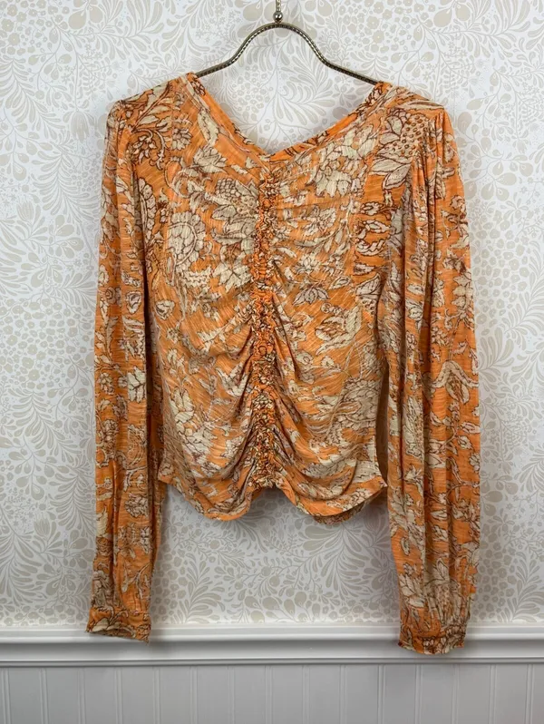 Free People Say The Word Blood Orange Deep V-Neck Crop Top - Size - Small - Image 3