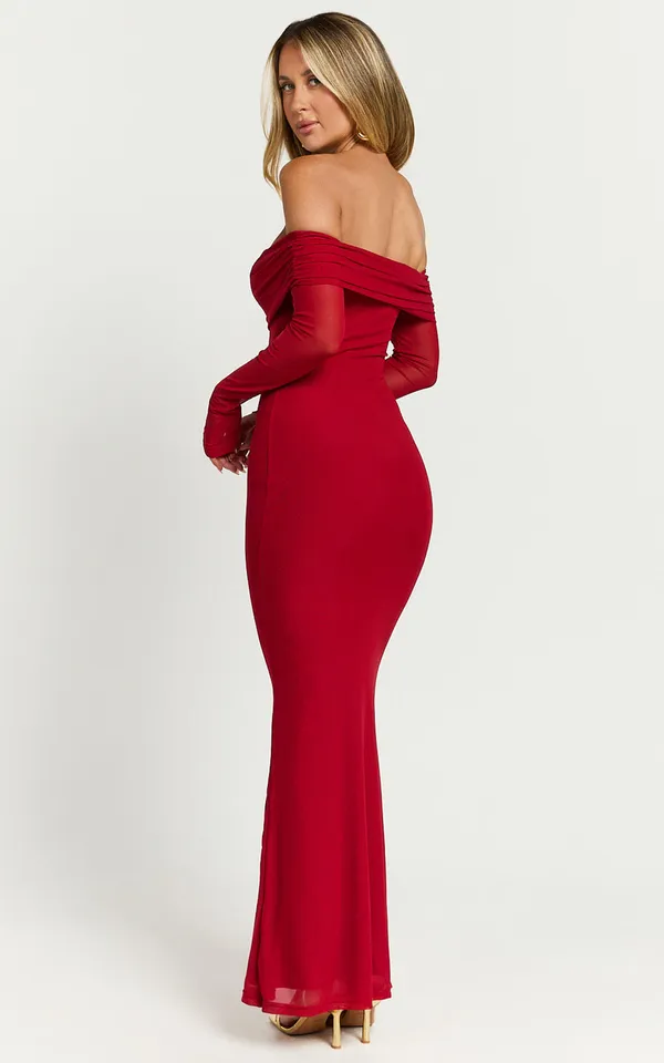 New Showpo Diamond Bethanie Maxi Dress Off Shoulder Mesh Dress MSRP $129 - Image 5